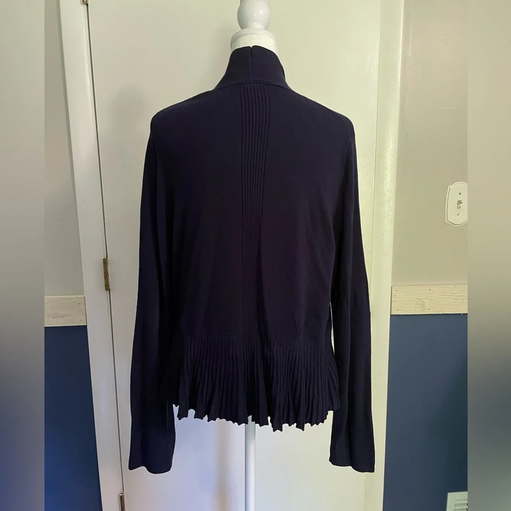 By Anthropologie Banlieue Peplum Cardigan Sweater Woman Size Large Navy NWOT - Picture 4 of 13